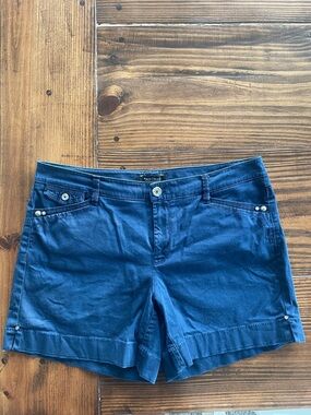 White House Black Market Navy Cotton Blend Jean Shorts